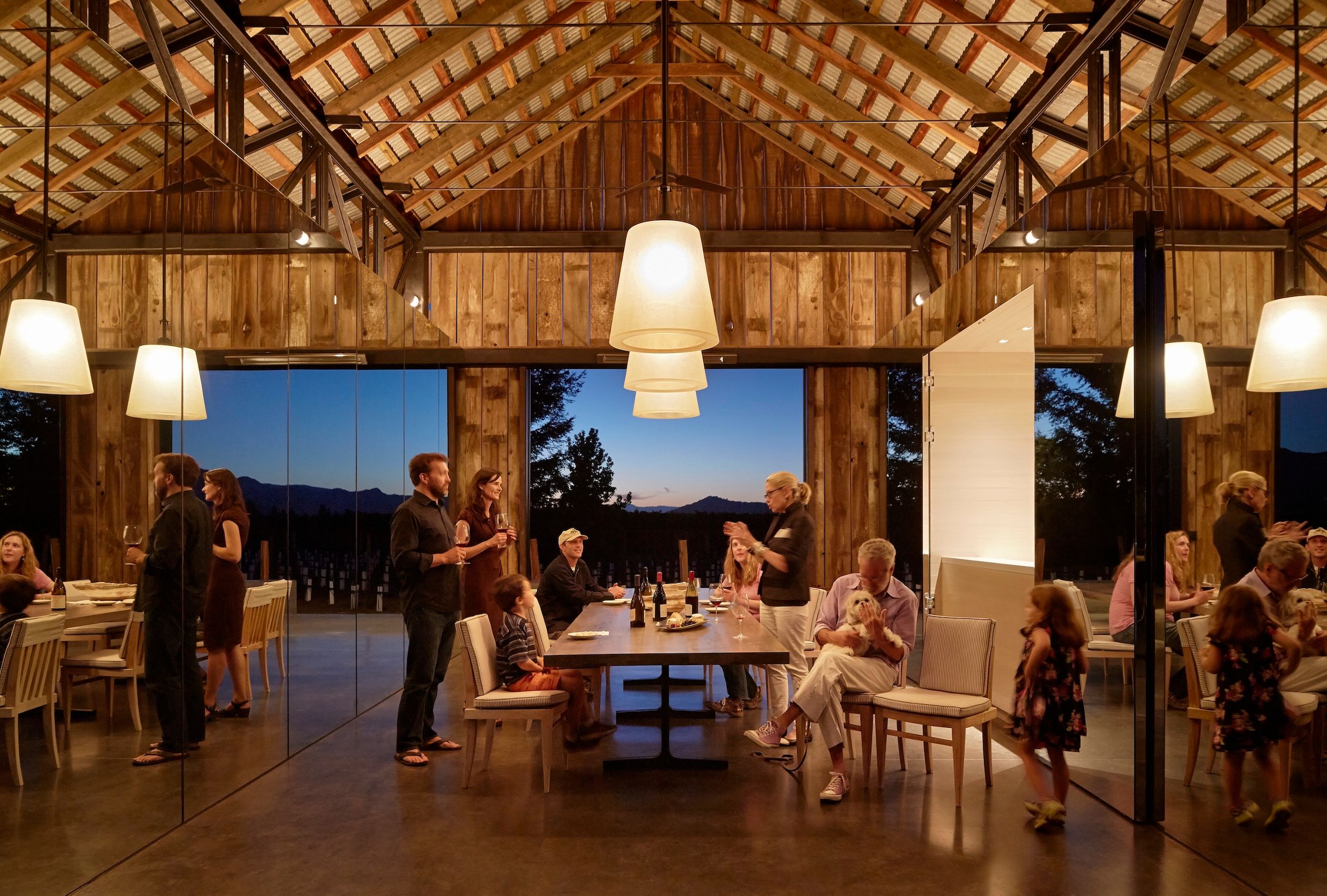 Centric General Contractors Construction and Build California Big Ranch Road Matthew Millman Photography Interior Diningroom Nightime