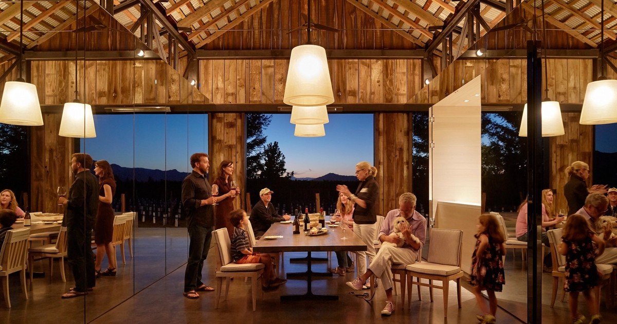 Centric General Contractors Construction and Build California Big Ranch Road Matthew Millman Photography Interior Diningroom Nightime