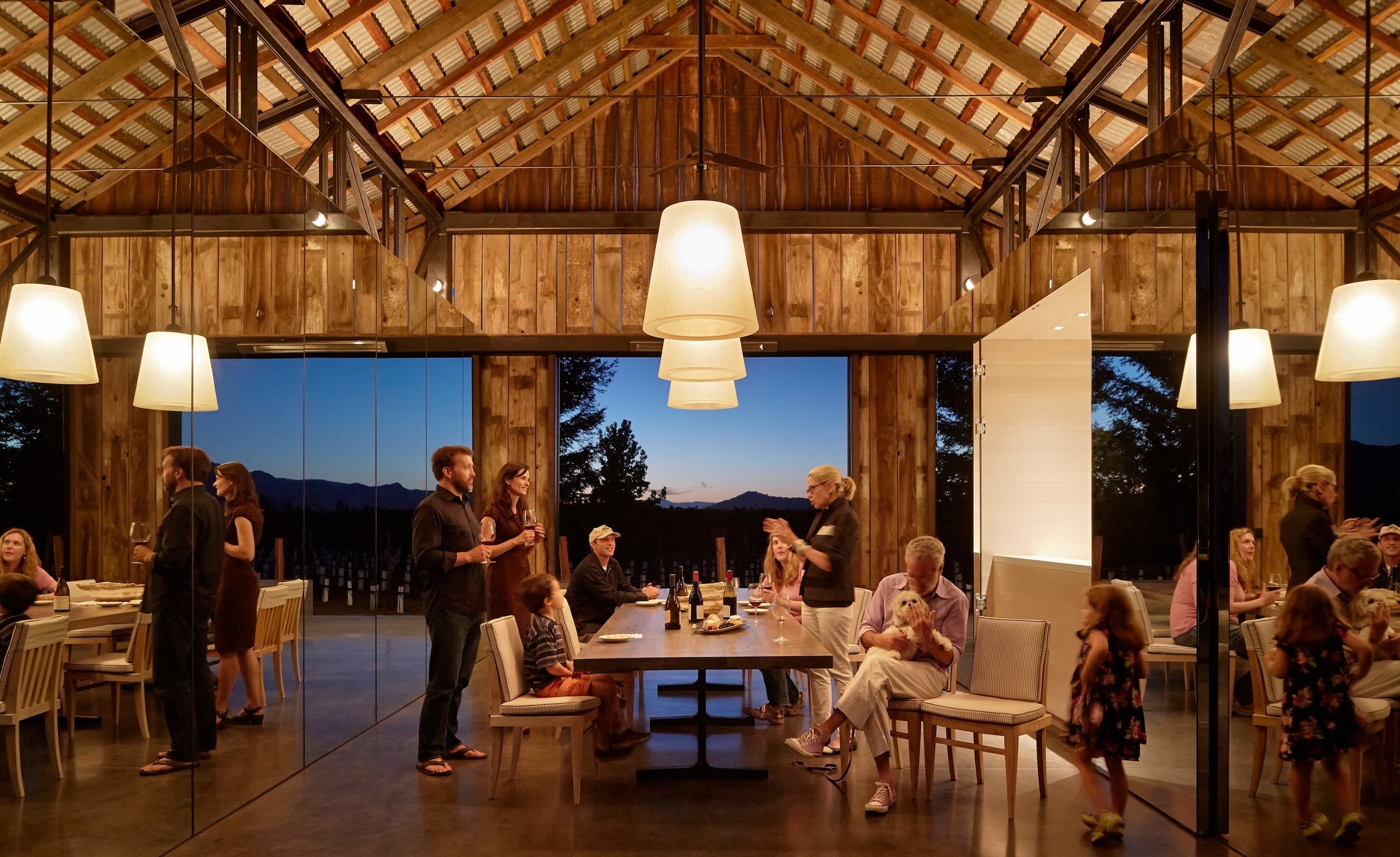 Centric General Contractors Construction and Build California Big Ranch Road Matthew Millman Photography Interior Diningroom Nightime