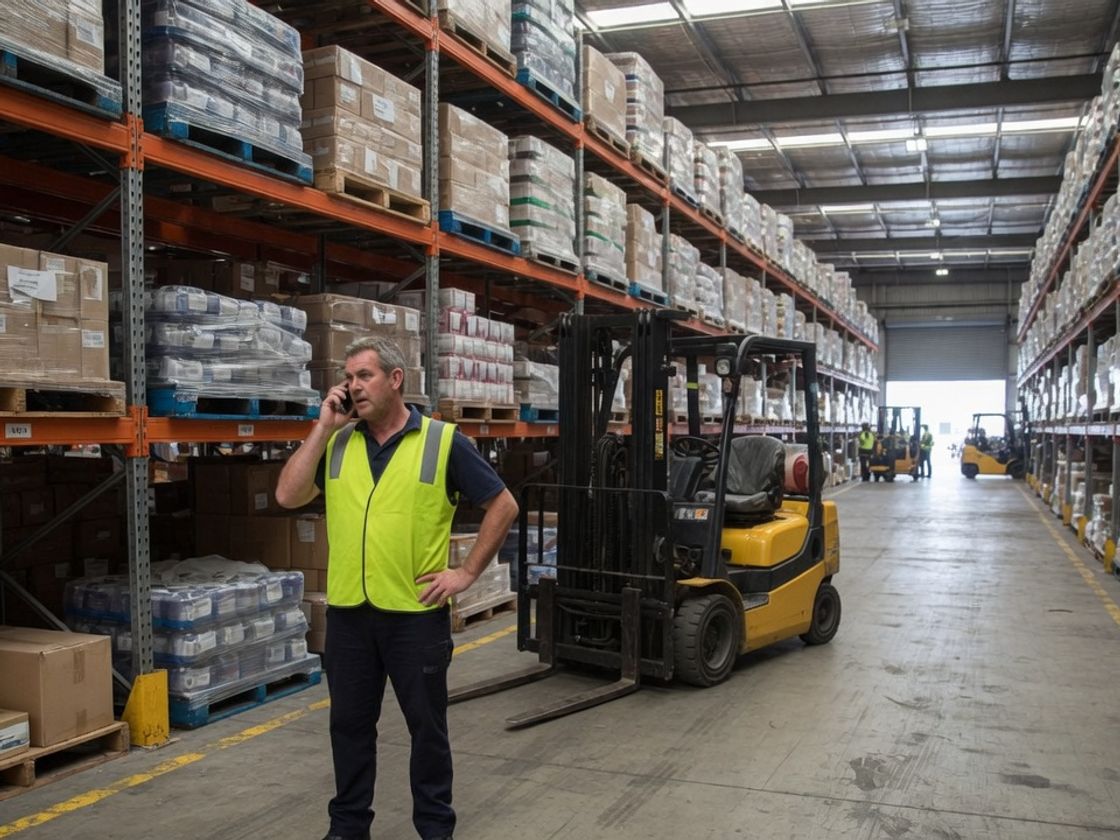 Warehouse supervisor on a phone call with a referee, a hands-on alternative to automated reference checks