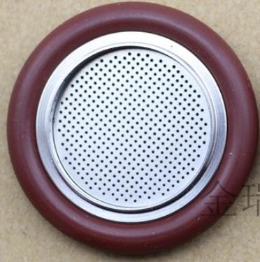 KF vacuum centering ring with a 0.4 mm perforated screen