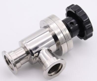 Manual L-type angle-seat valve with KF vacuum connections