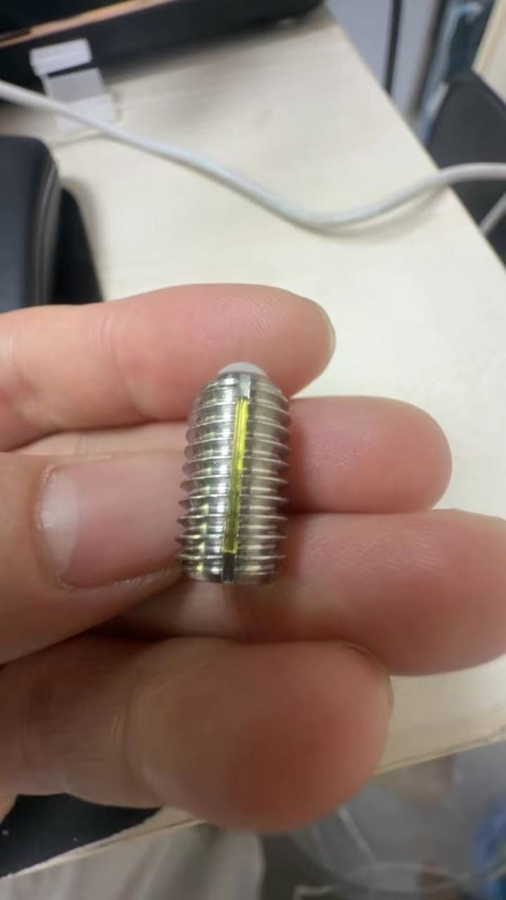 Side view of a compact custom SS304 ball plunger screw