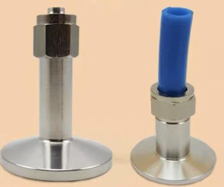 SUS 304 locking hose-barb adapters with KF vacuum flanges