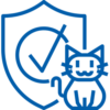 A cat icon and a shield icon with a tick on it