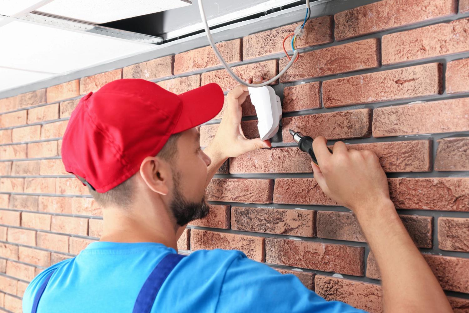 Man installing a camera