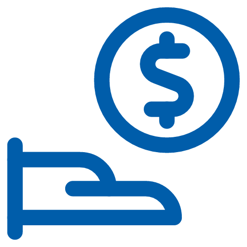 Icon of a hand and a dollar coin