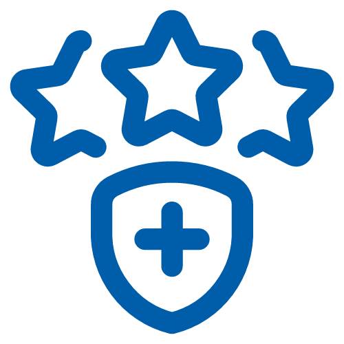 Icon of a shield and three stars