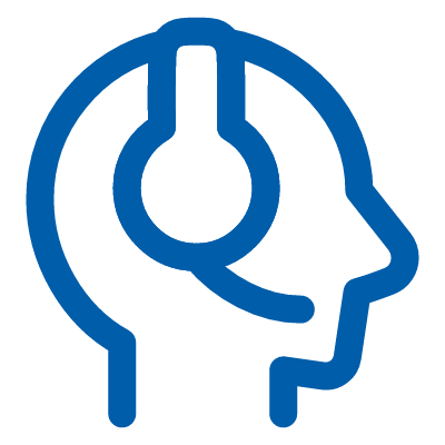 Icon of a person wearing headset
