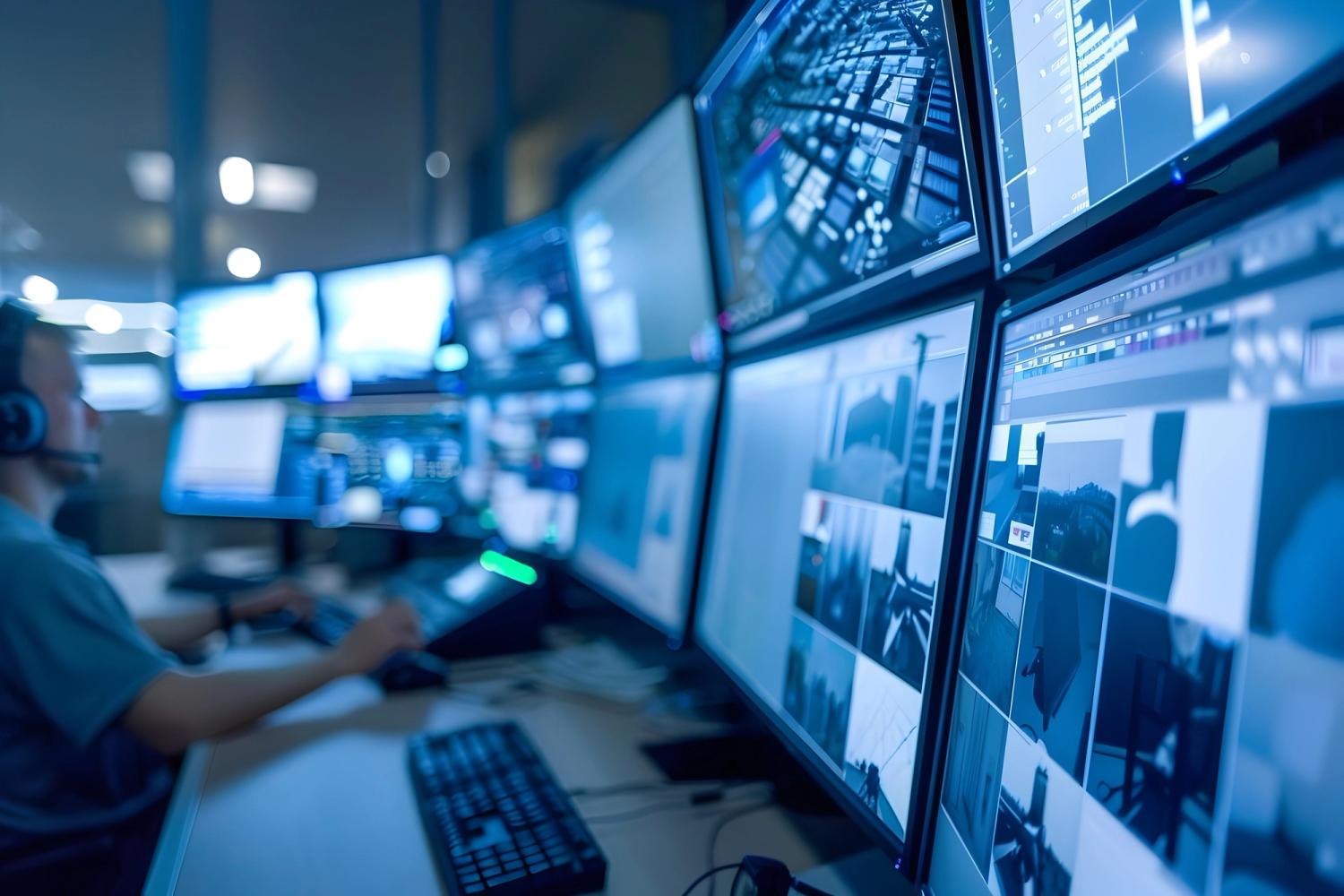 Operator watching screens for video verification