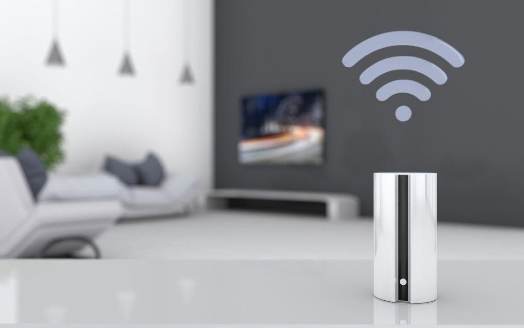 Smart home device with a wifi symbol above it
