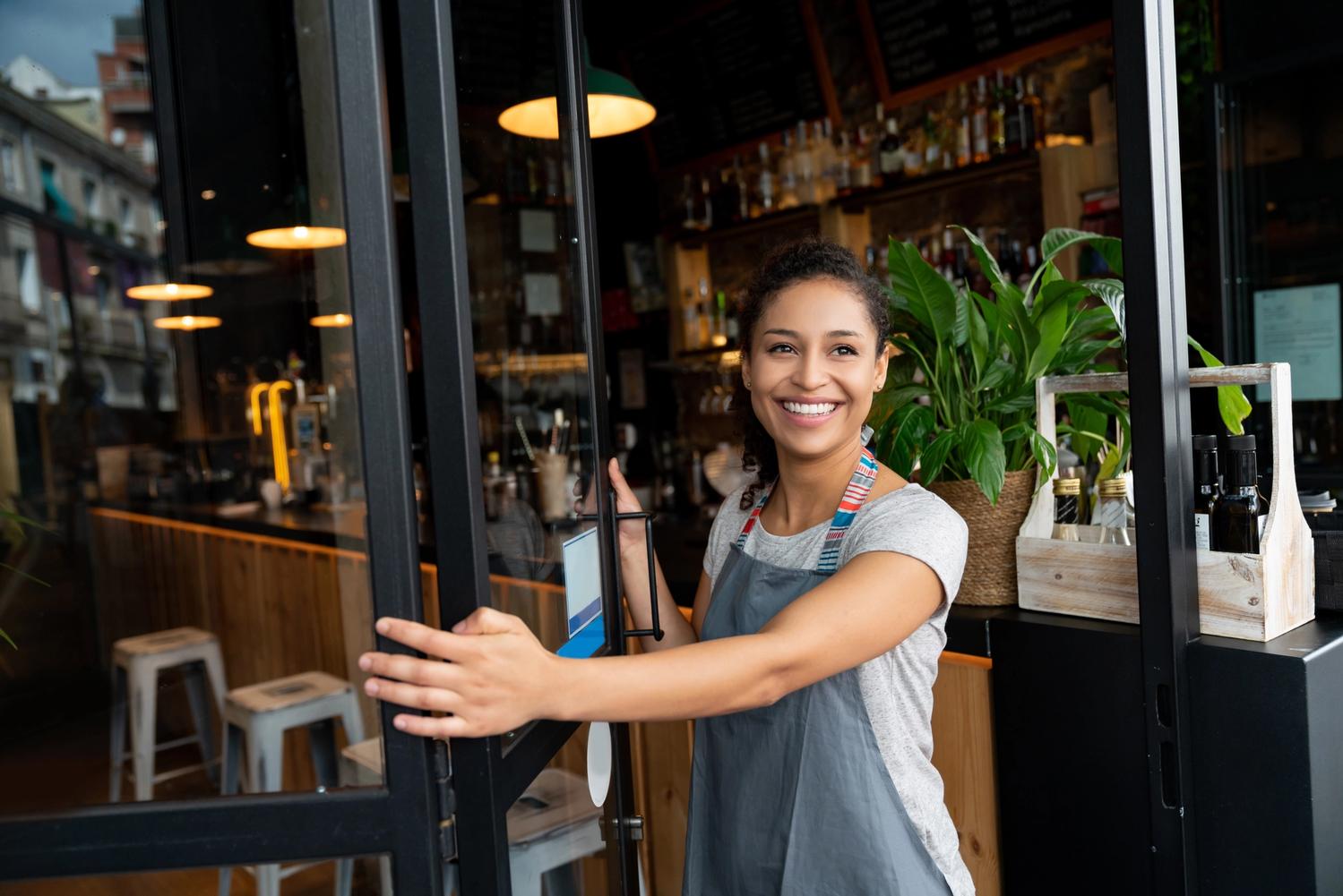 A person standing at the door