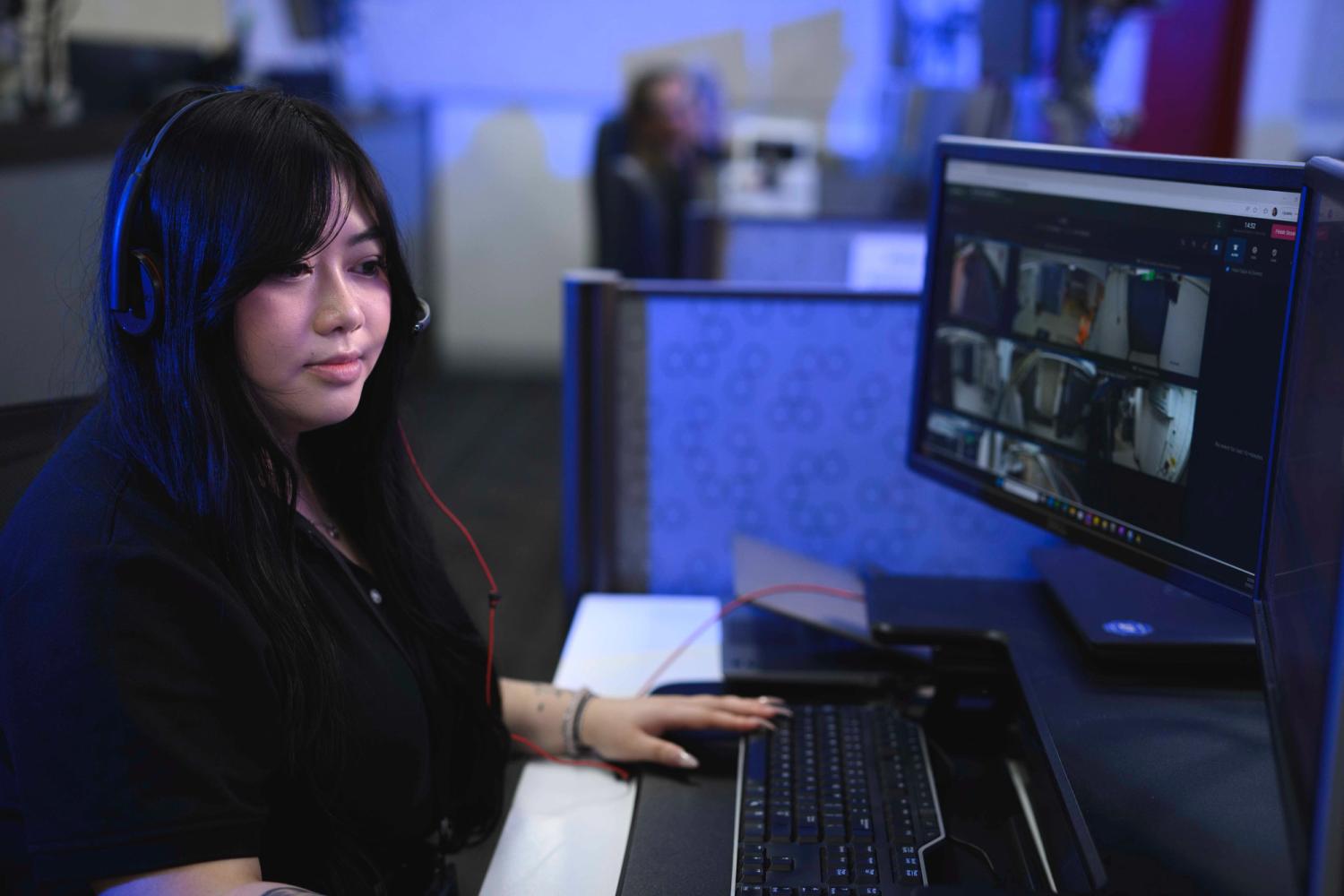 Security officer monitoring customer's property