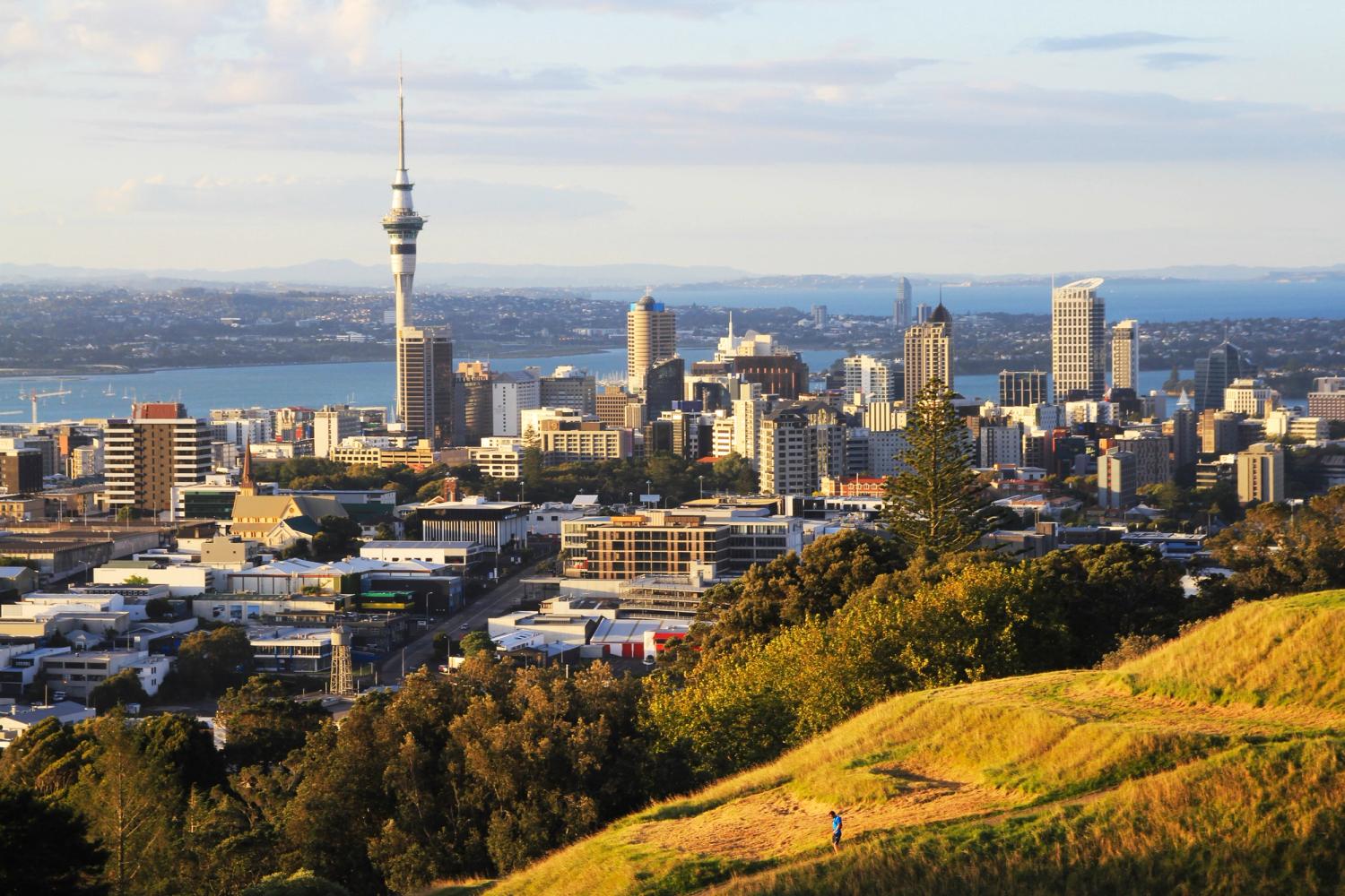 Auckland New Zealand city skyline and tower