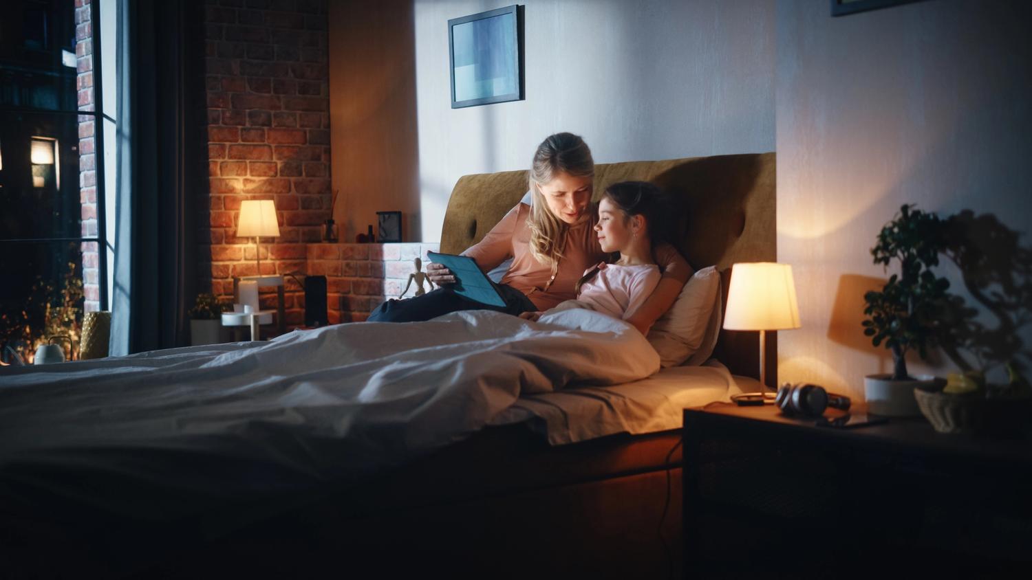 home automation with mother and daughter bedtime