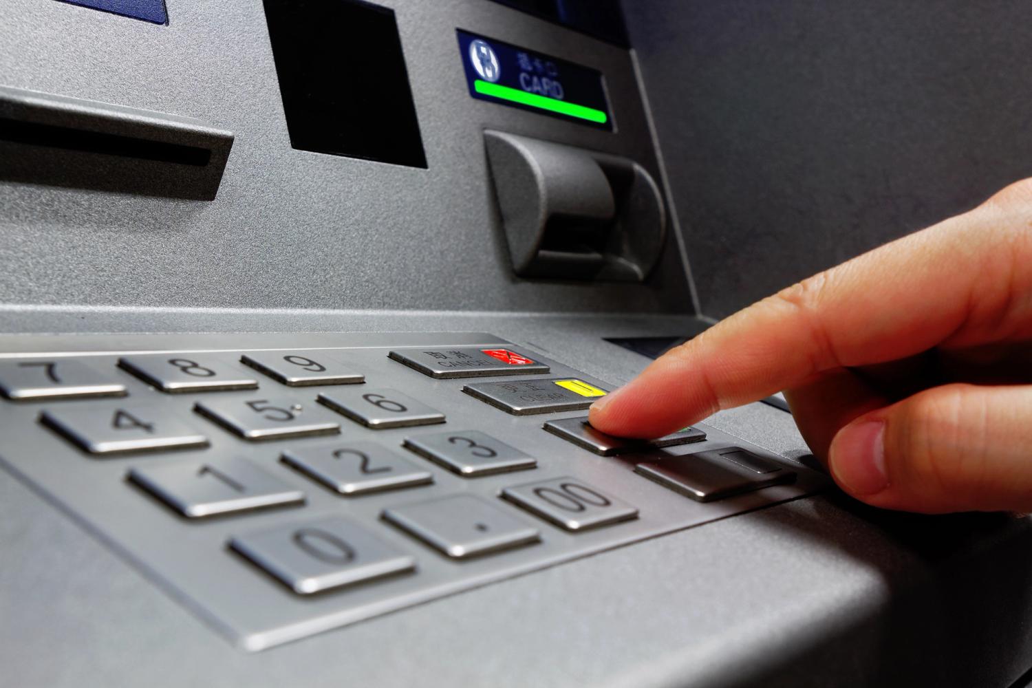 ATM keypad being used