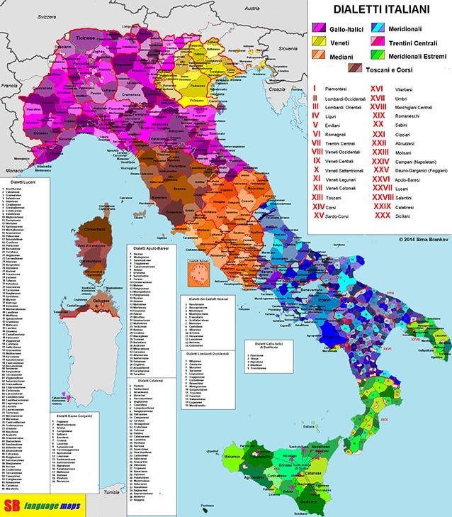 mappa dialetti italiani