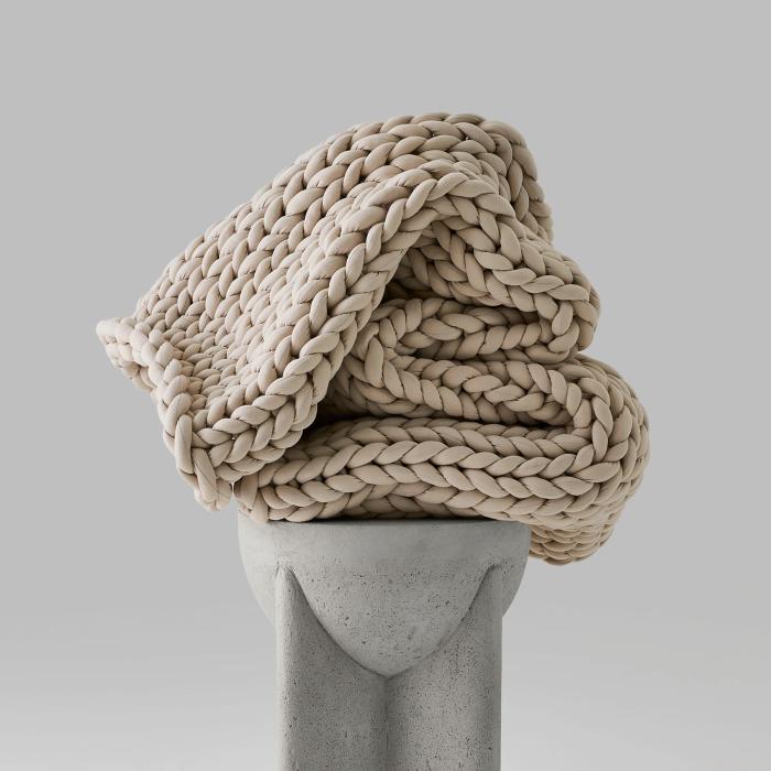 Hush Knit Weighted Blanket in Oat