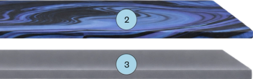2 & 3. Graph-Iced Dual Fusion Layer (Graphite Infused Memory Foam)
