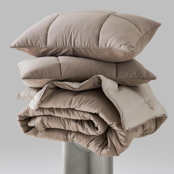 Hush All Season Reversible Comforter in Champagne/Truffle