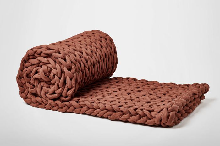 Silk & Snow Hand Knitted Weighted Blanket in Terracotta