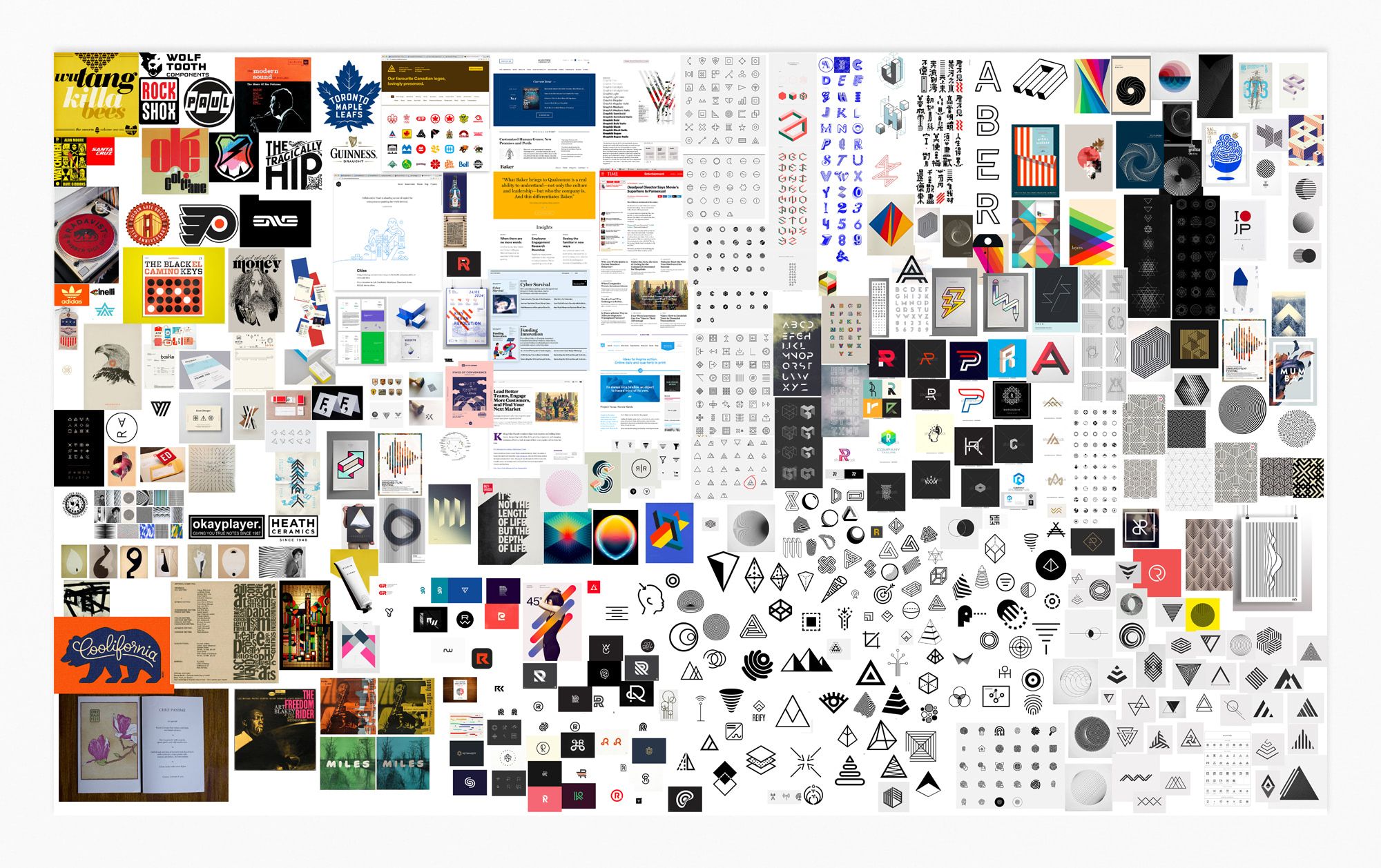 A complete mood board after extensive visual research.