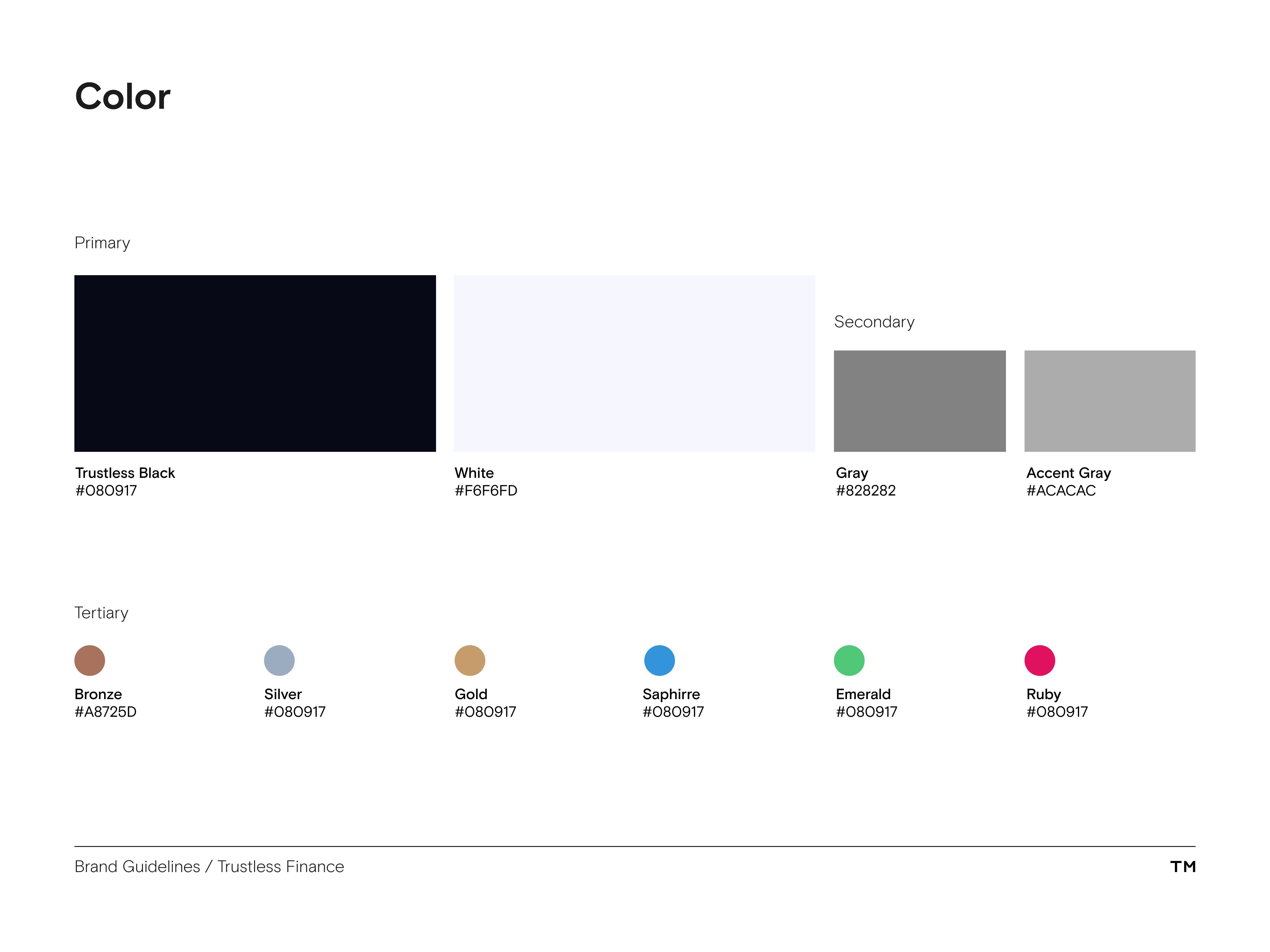 Trustless Finance Brand Guidelines color