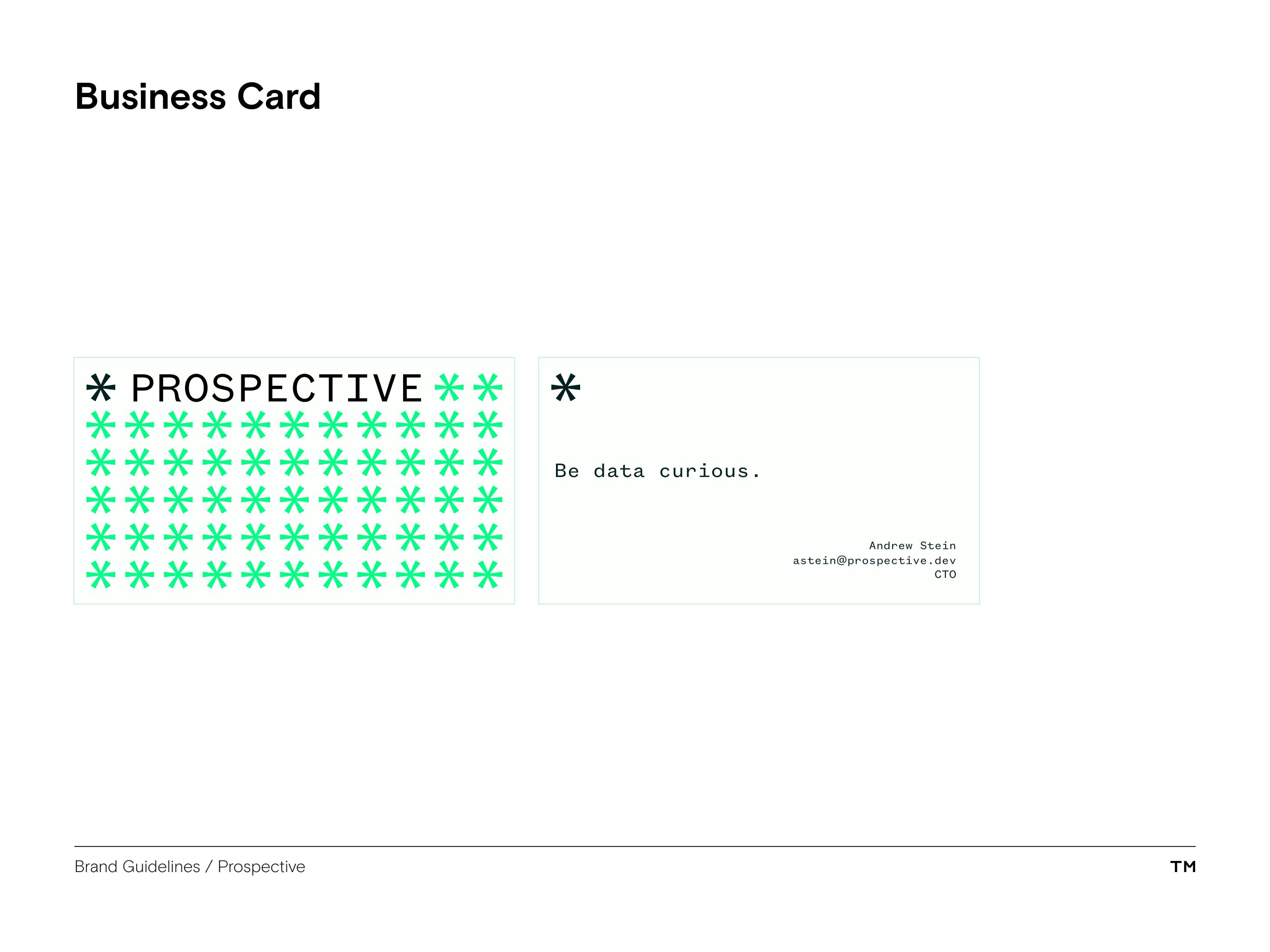 Prospective brand guidelines business card