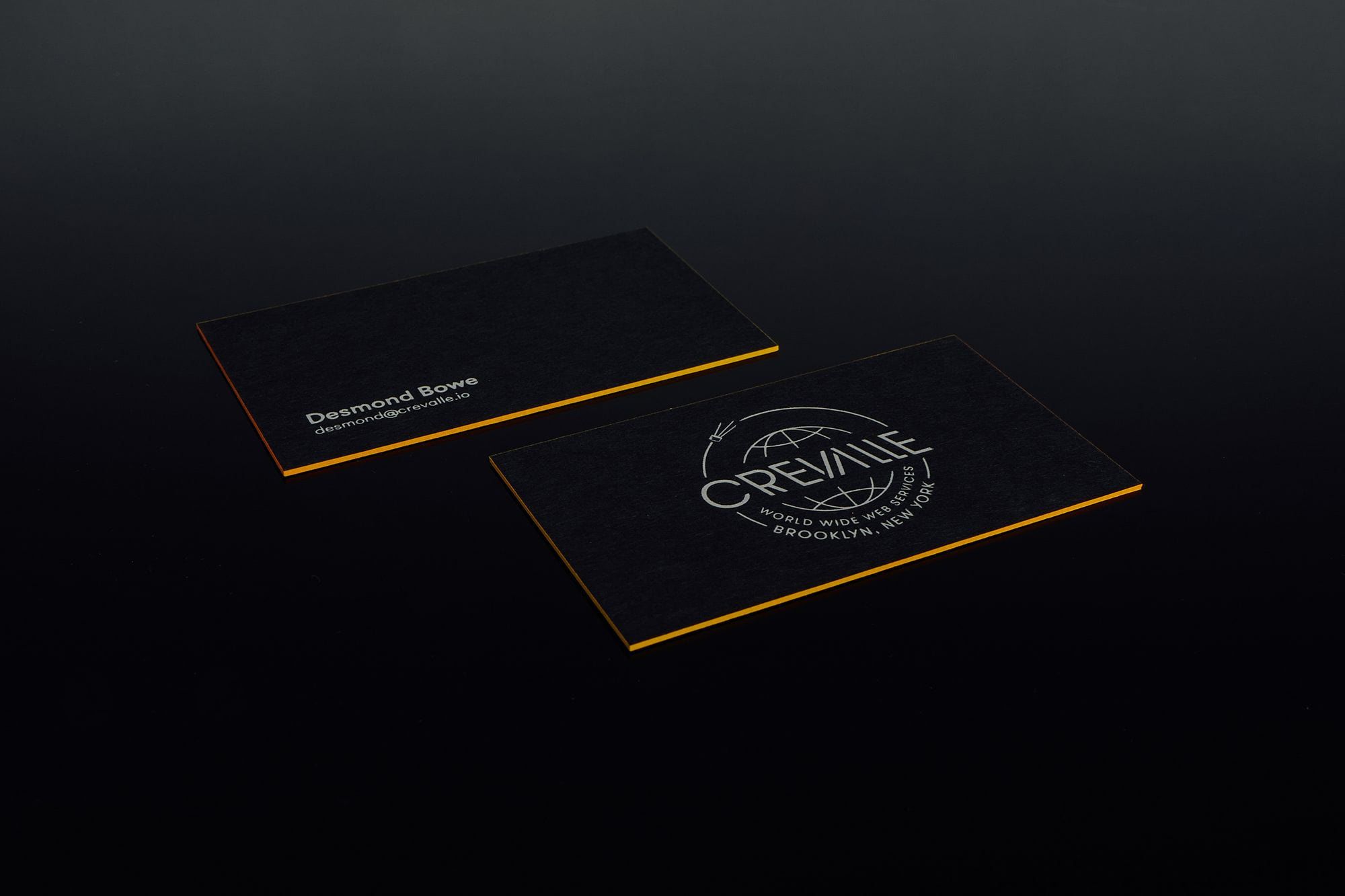 Front and back laid down on reflective acrylic. Both sides are stamped with foil.