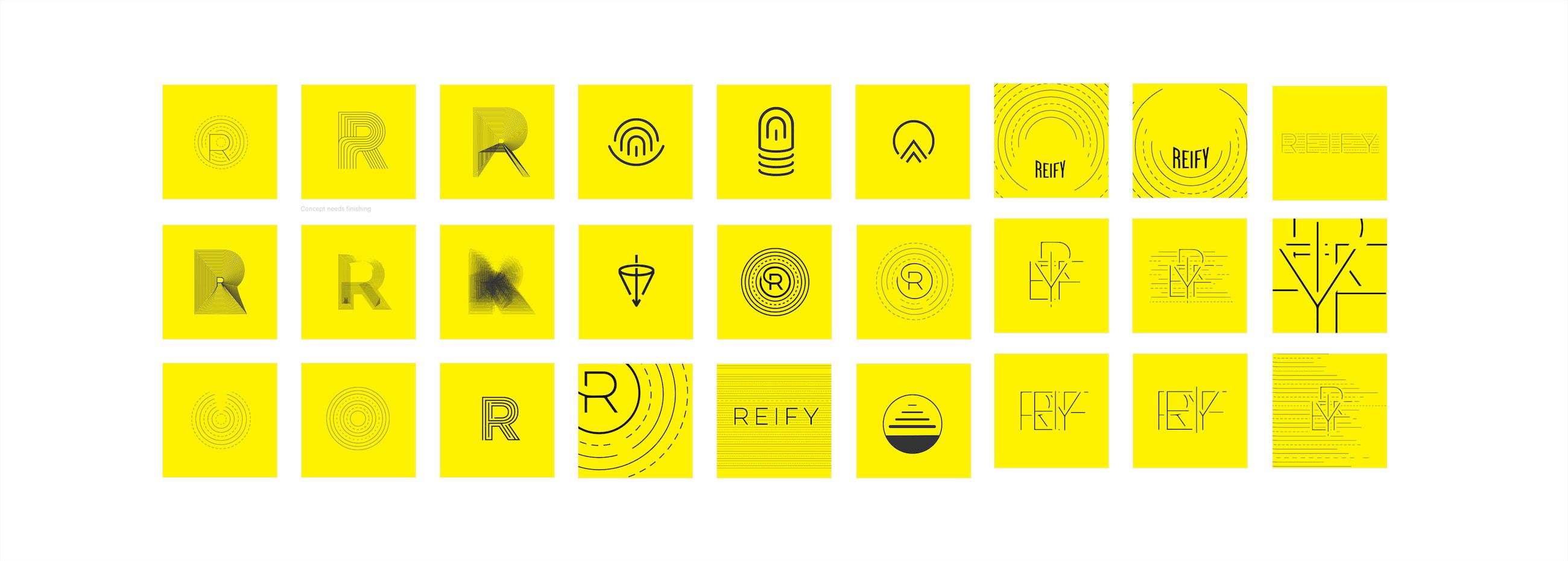 Alternative abstract concepts for the brand mark.