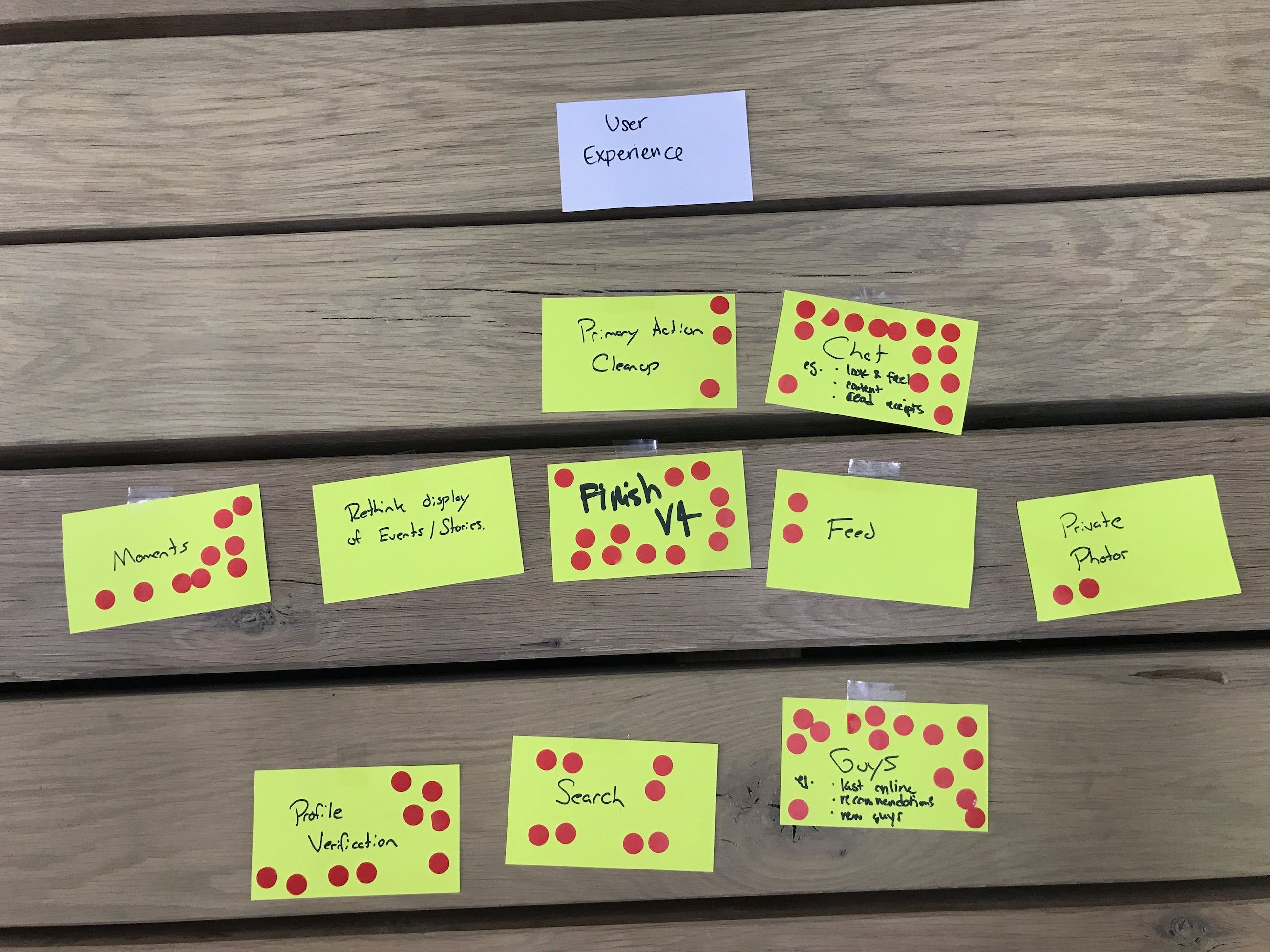 Agile inception dot voting results.