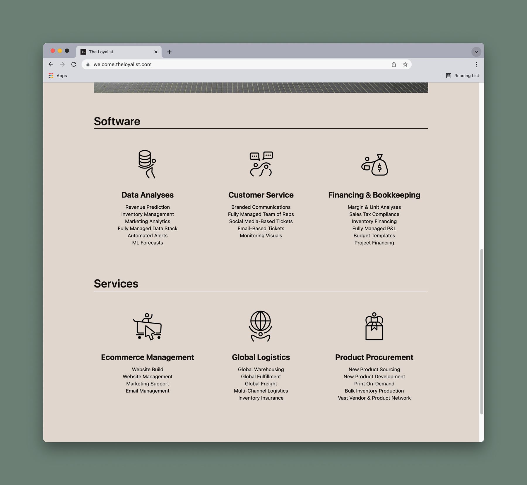 Icon family for The Loyalist on the splash page