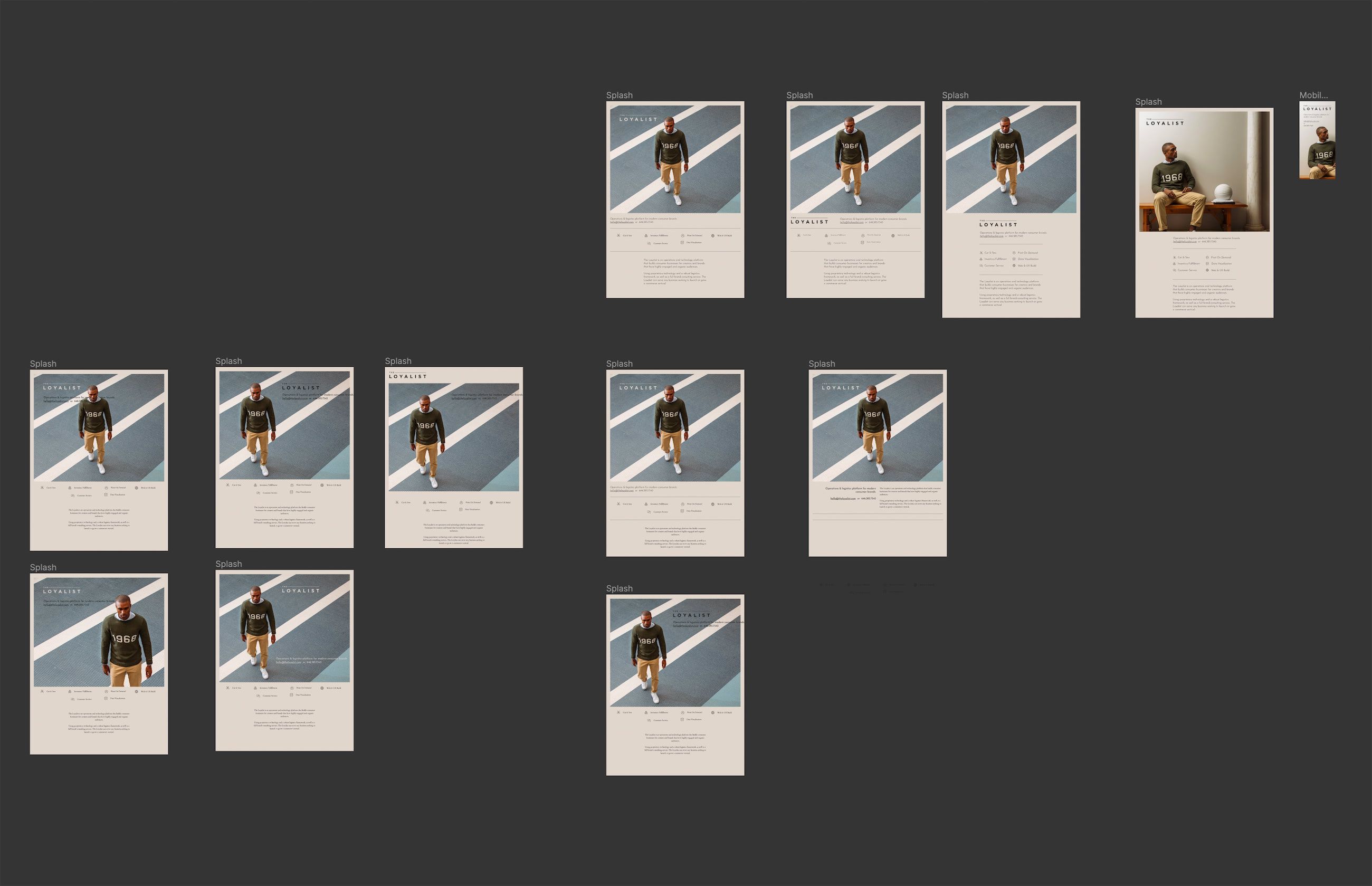 splash page design iterations