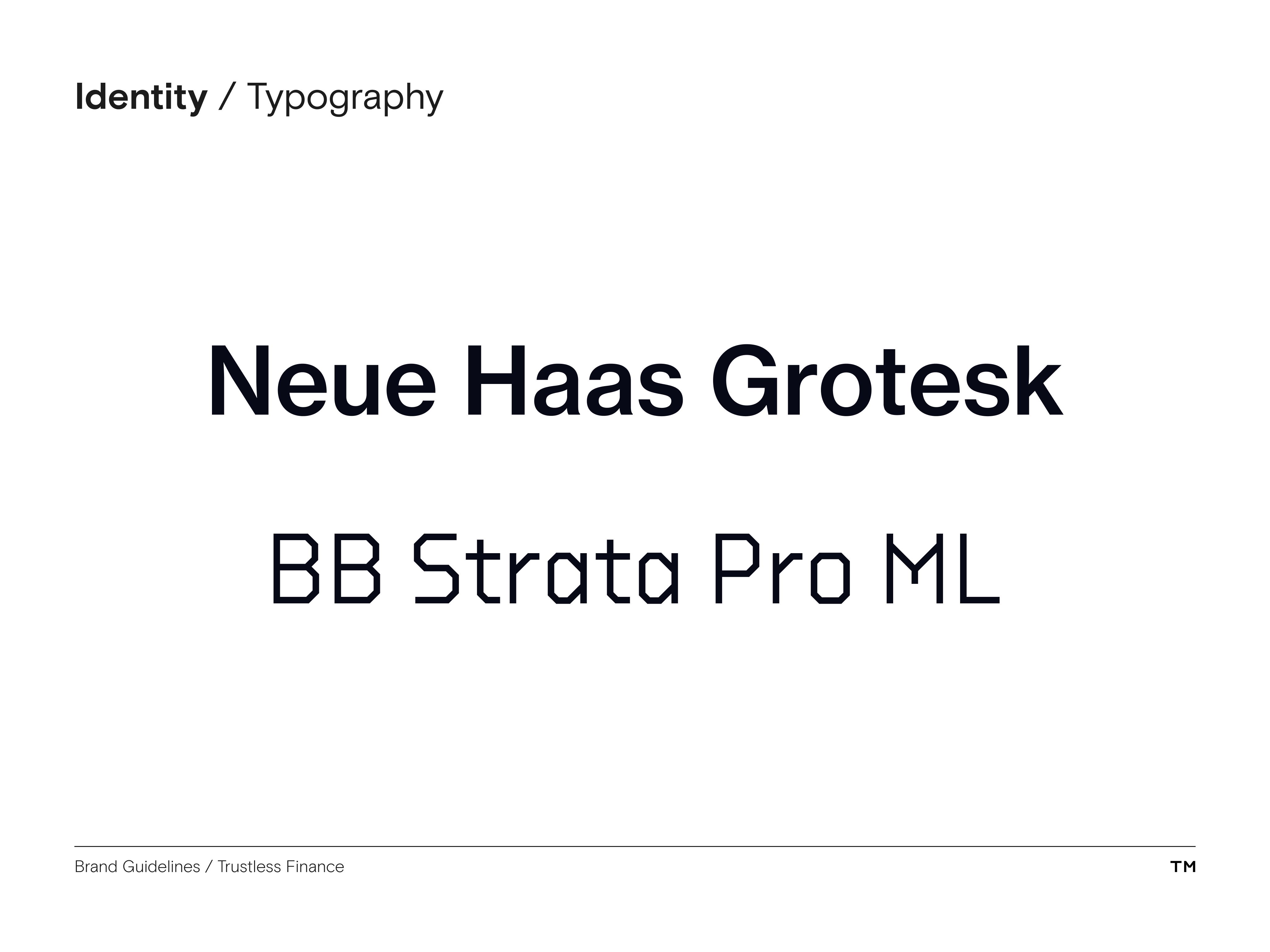 Trustless Finance Brand Guidelines typography