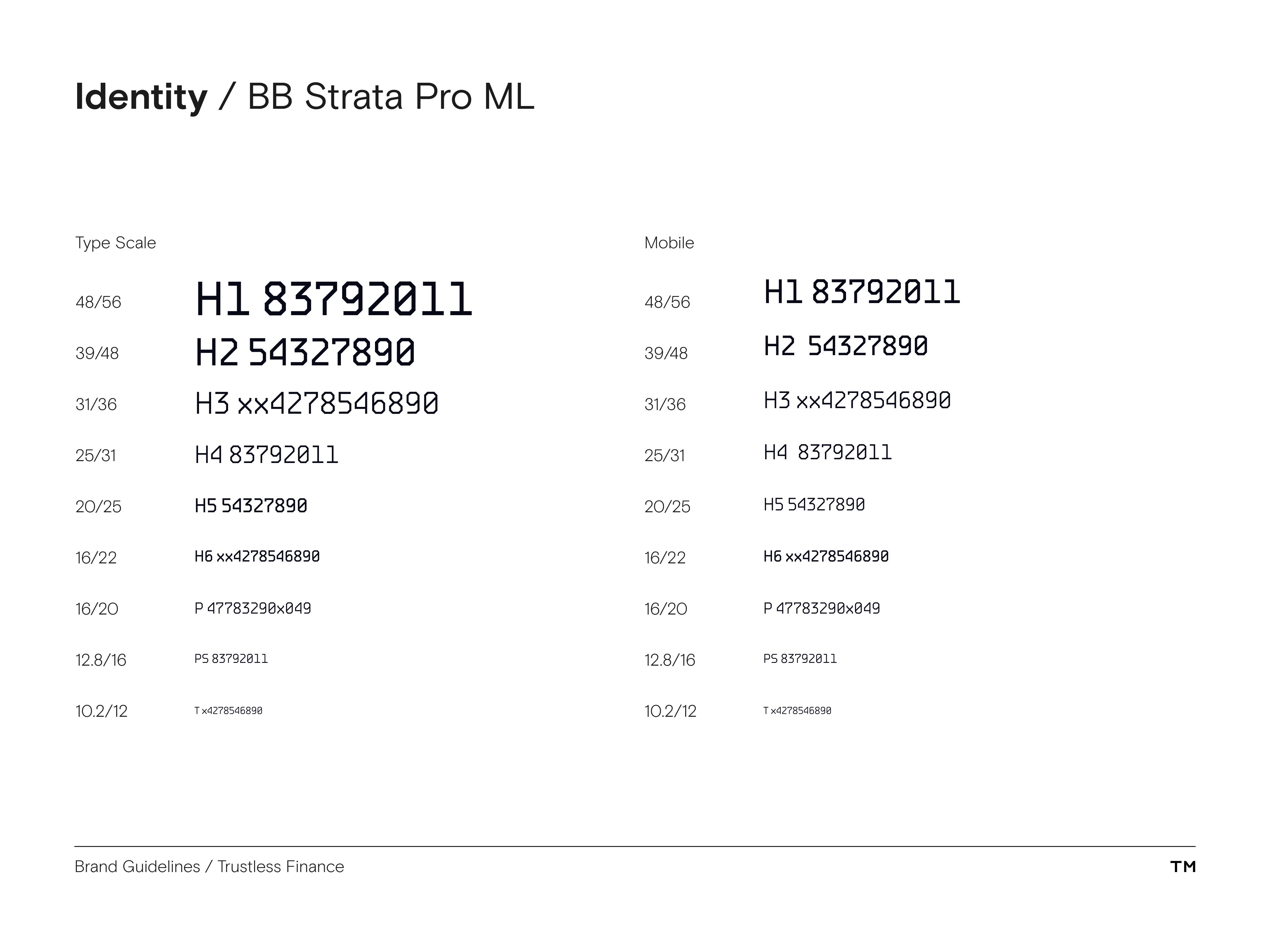 Trustless Finance Brand Guidelines type