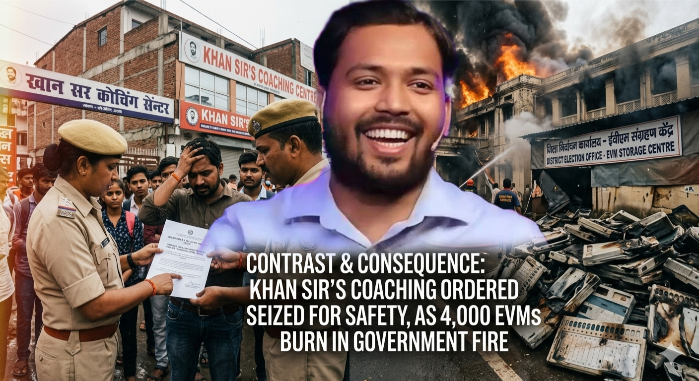 Bengal Fire Sabotage Probe: 4,000 EVMs Destroyed; Khan Sir’s Coaching Faces Closure Over Safety Lapses"