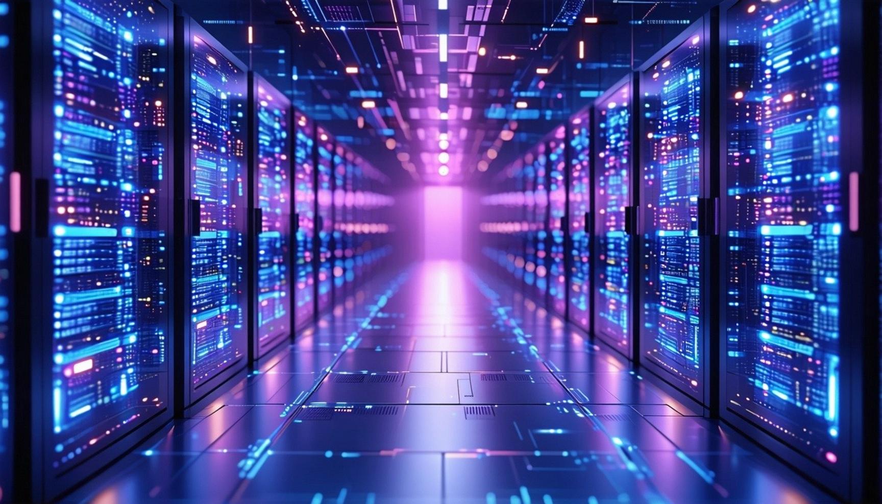 database in datacentere a bit futuristic abstract illustration cool high tech looking