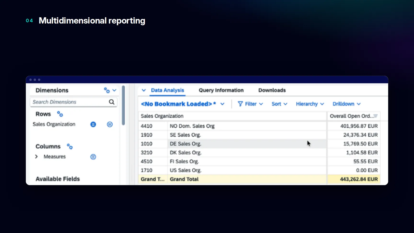 SAP Multidimensional reporting