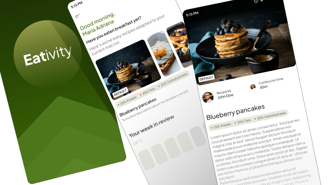 Eativity mobile app screens
