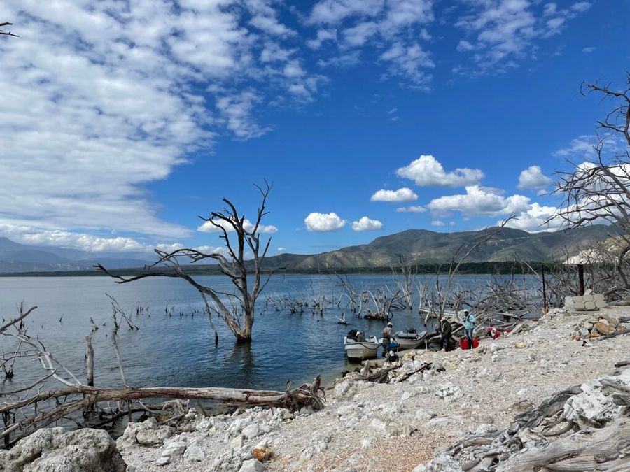 Slané jezero Enriquillo, Dominikánská republika.