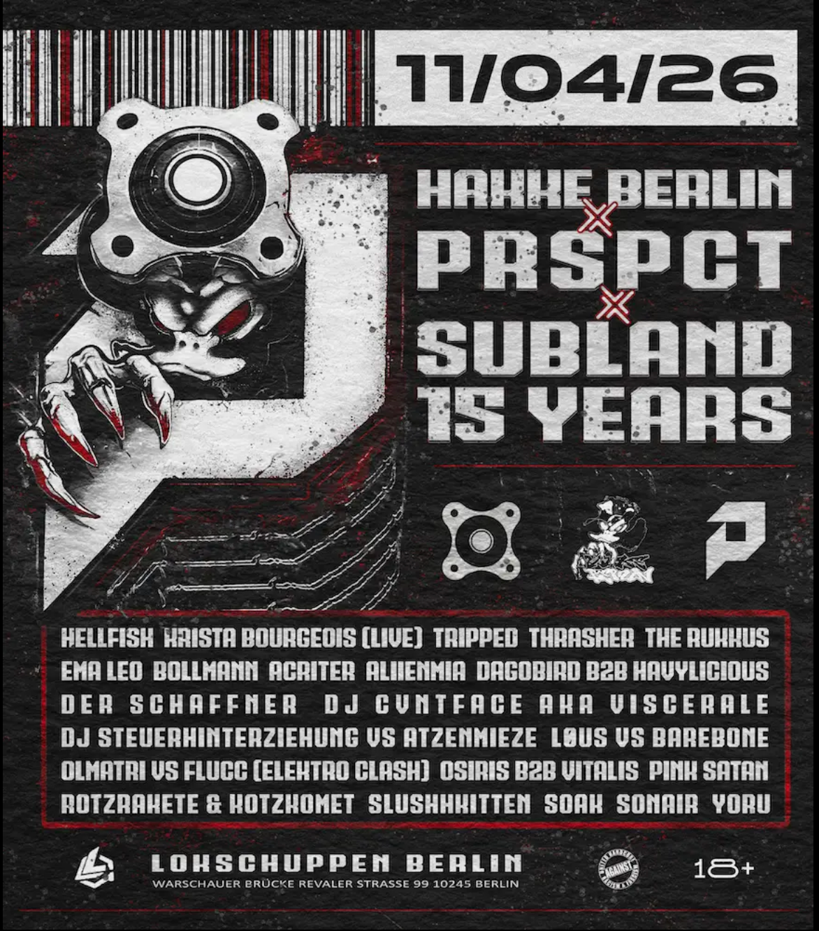 HAKKE BERLIN X PRSPCT X SUBLAND 15 YEARS flyer