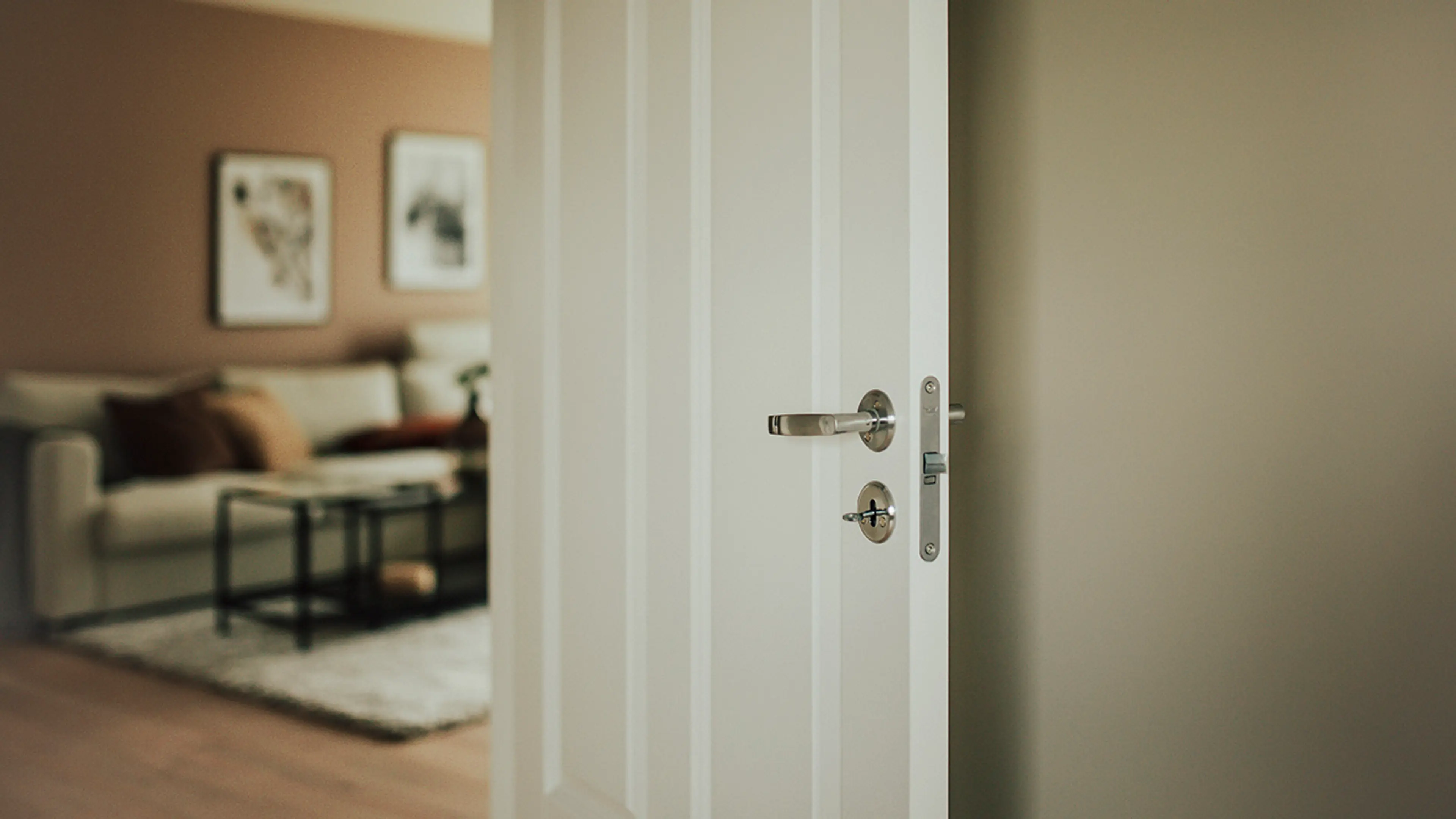 Innerdør som er montert til stue.