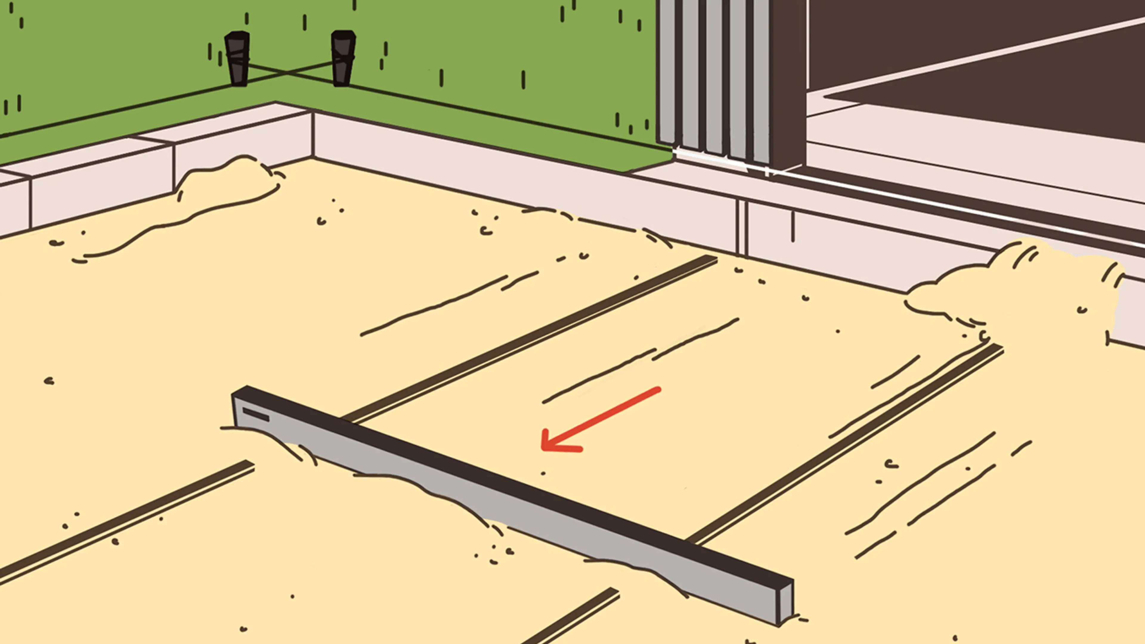 Illutsrasjon som viser bruk av lirer til avretting når du legger belegningsstein.