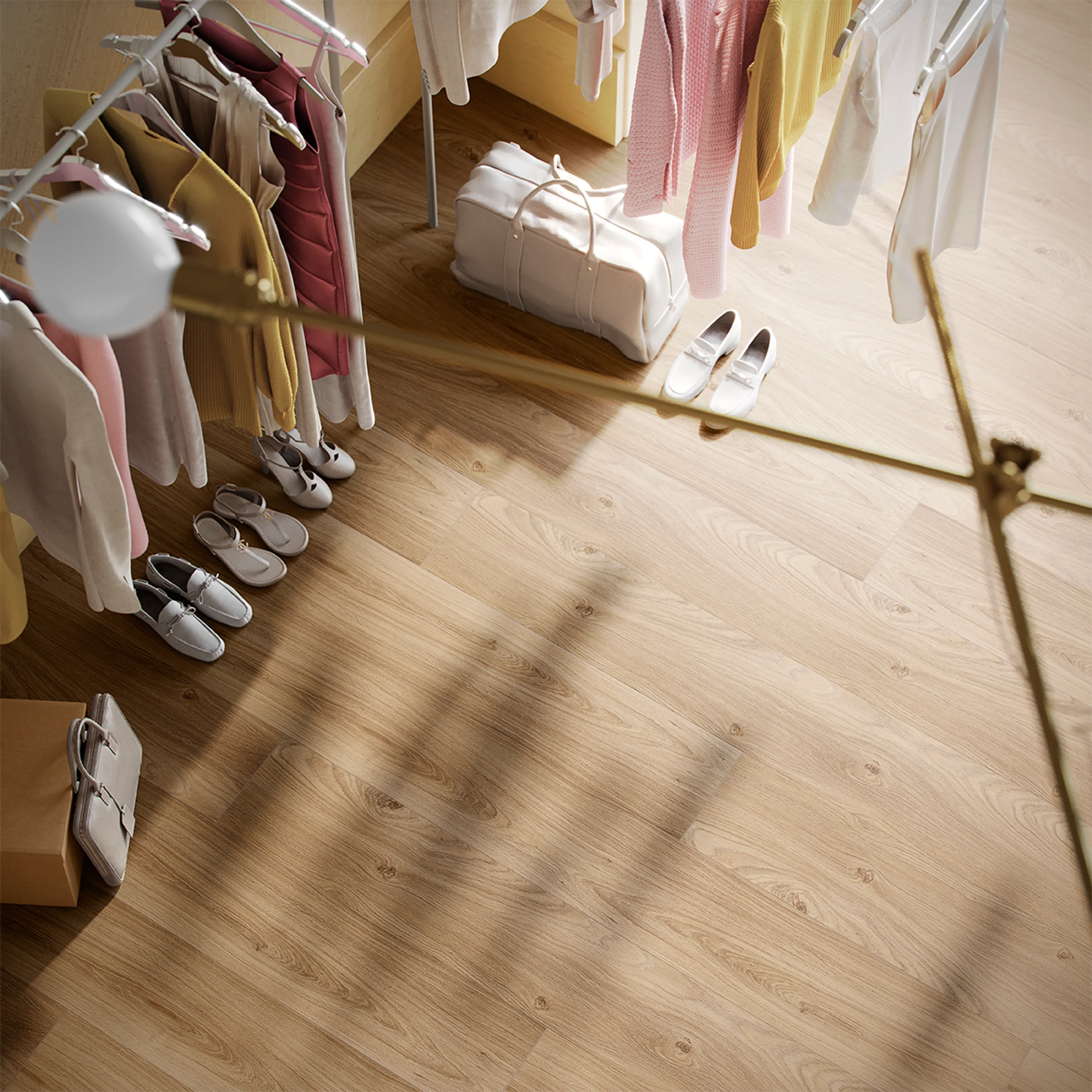 Walk in-garderobe med Berry Alloc Grand Avenue Postdamer gulv