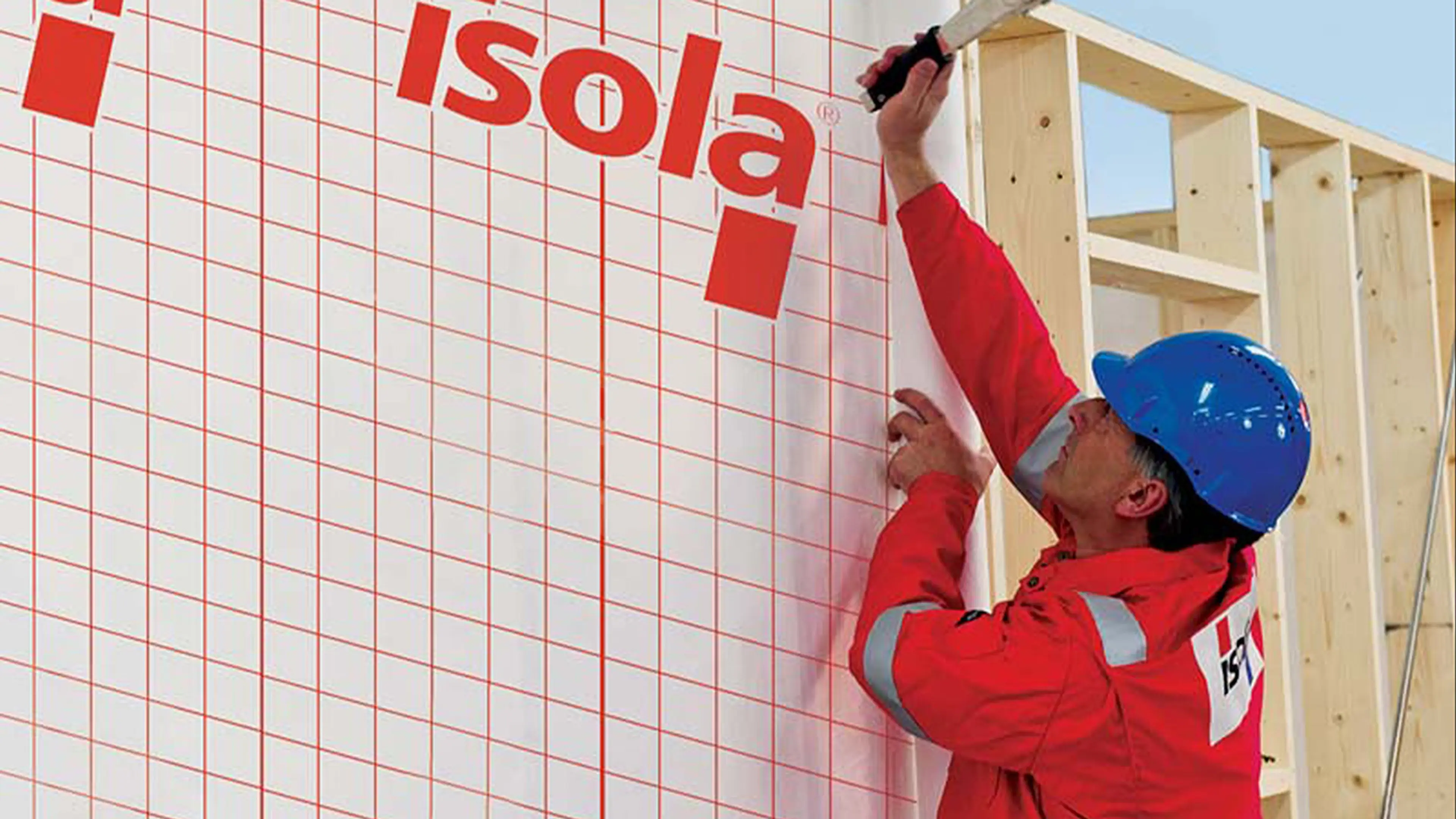 Vindsperre på vegg som bygges.