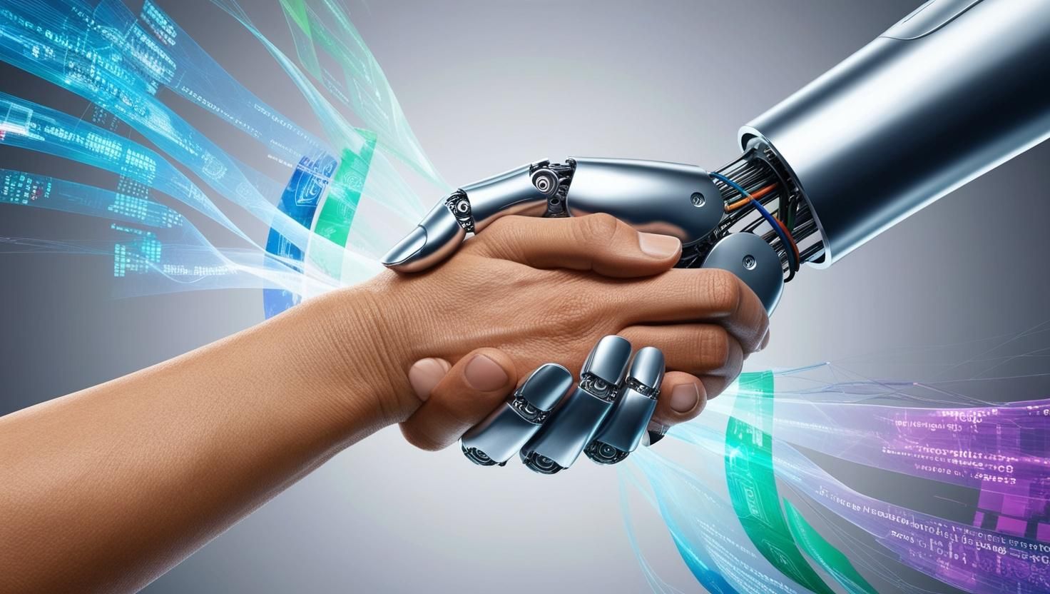 Human and AI handshake symbolizing agent-powered GxP collaboration in pharma operations