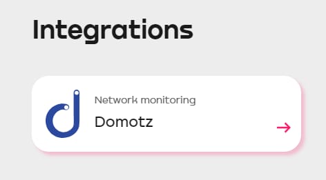 Network monitoring integration dashboard providing visibility into IT infrastructure performance and security