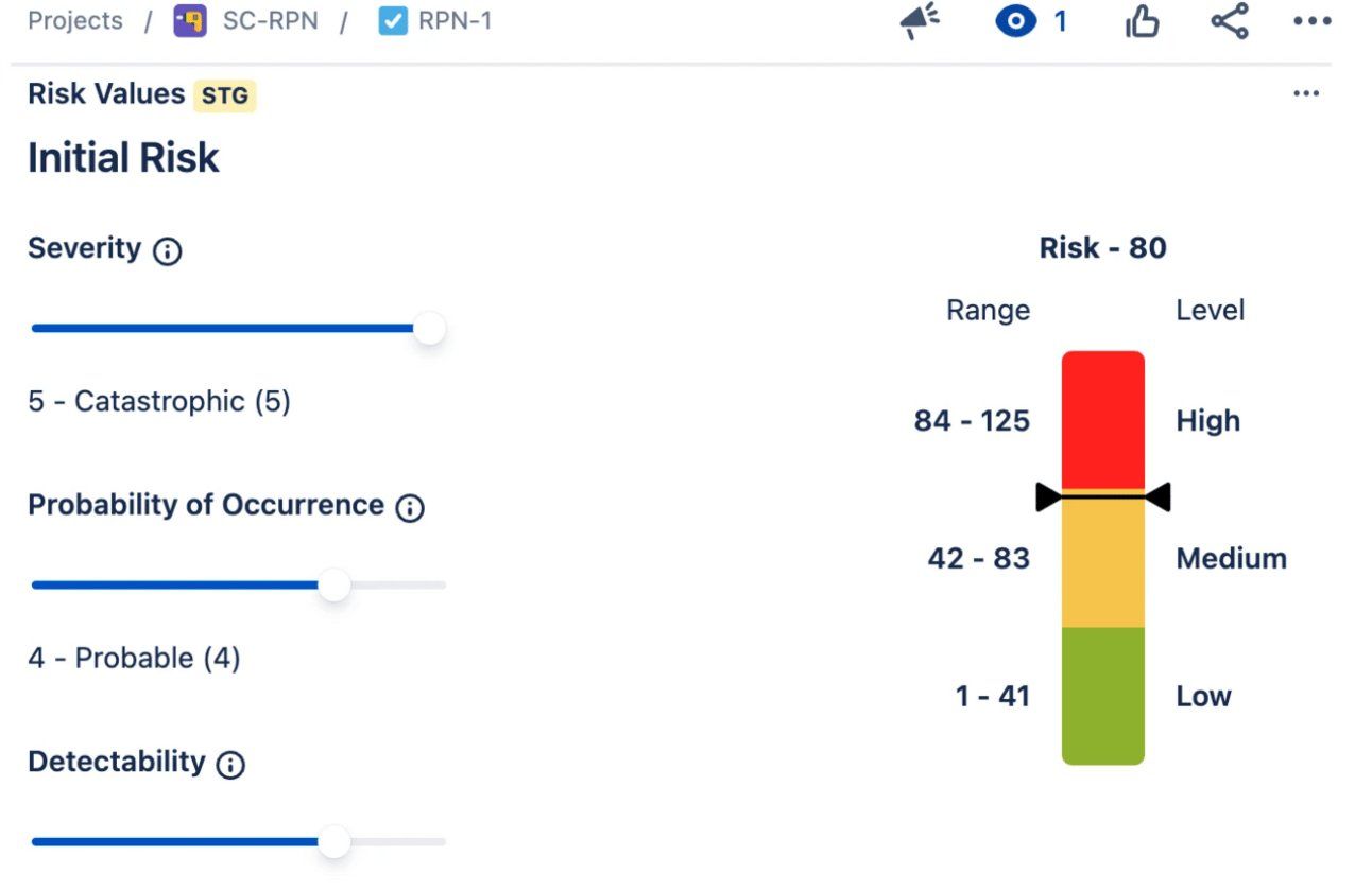 ContinuousRM risk matrix displaying color-coded risk levels from low to high for FDA-compliant risk management.