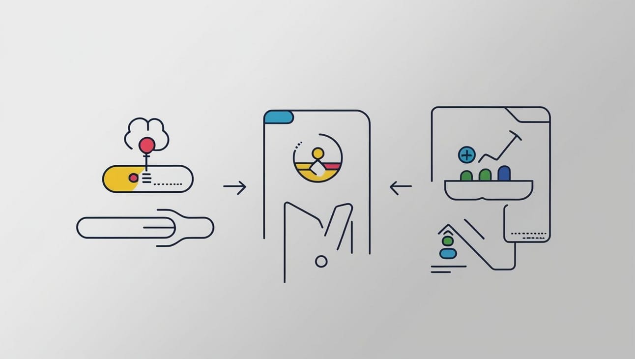 Three-step AI integration diagram showing secure data handling and performance analytics