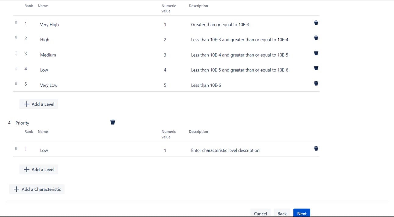 Risk iteration setup interface showing GxP-compliant risk assessment model configuration options